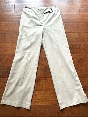 Georgiou Studio Linen Blend Wide Leg Pants Khaki Fully Lined NWT 8